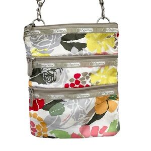 LeSportSac 3 Zip Adjustable Mini Crossbody Shoulder Bag Swingpack Floral